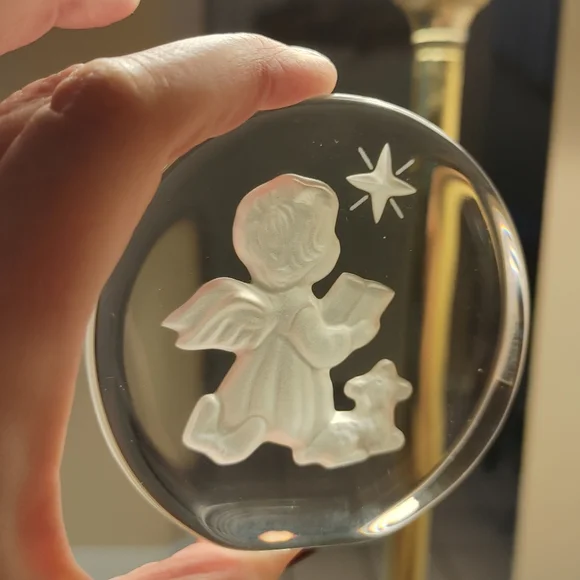 Danbury Mint "The Littlest Angel" Lead Crystal Sculpture/Paperweight- 19…